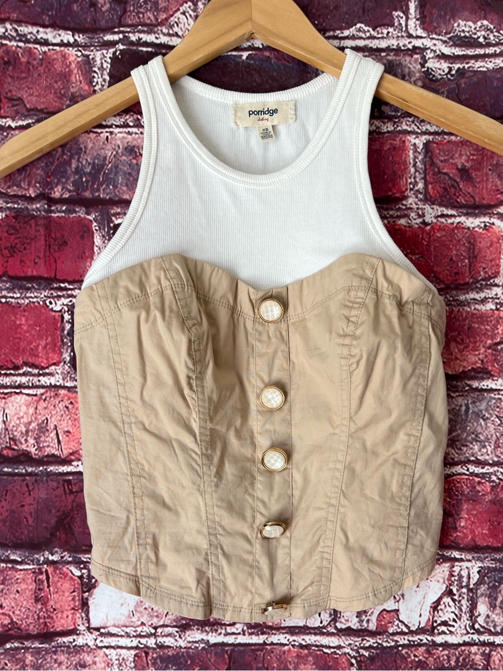 Anthropologie Porridge Corset Twofer Ribbed Tank Top